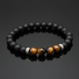 Käevõru must matt oonüks/ahhaat ja tiigrisilm