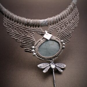 Makramee choker kaelakee kiiliga hõbe