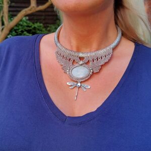 Makramee choker kaelakee kiiliga hõbe