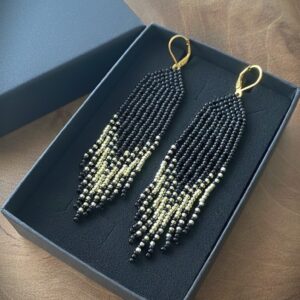 Seemnehelmestest kõrvarõngad "Must ja Kuld"