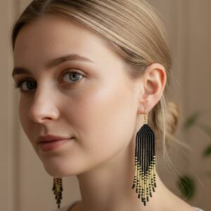 Seemnehelmestest kõrvarõngad "Must ja Kuld"