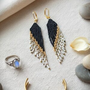 Seemnehelmestest kõrvarõngad “Öine sära”