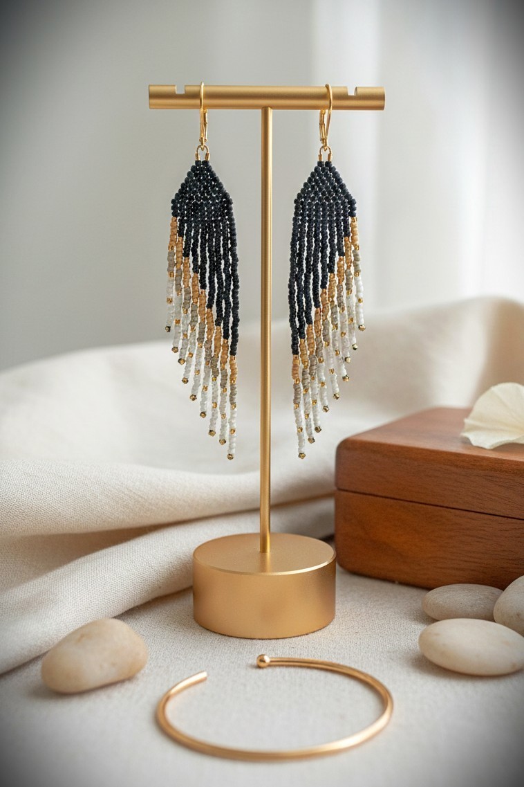 Seemnehelmestest kõrvarõngad “Öine sära”