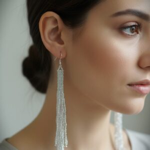 Seemnehelmestest valged tutikõrvarõngad