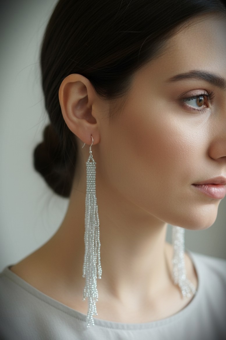 Seemnehelmestest valged tutikõrvarõngad