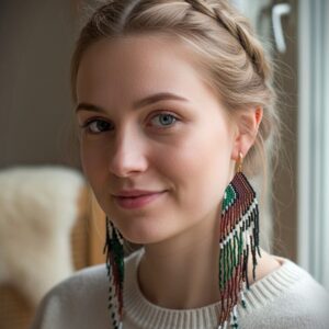 Seemnehelmestest kõrvarõngad "Linnutiib" /roheline