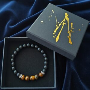 Käevõru must matt oonüks/ahhaat ja tiigrisilm