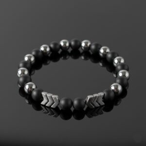 Käevõru must matt oonüks/ahhaat ja hematiit nooltega