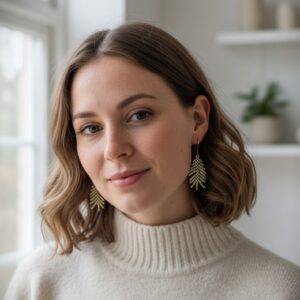 Seemnehelmestest kõrvarõngad "Pärlileht" kuldne