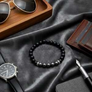 Käevõru must matt oonüks/ahhaat ja hematiit