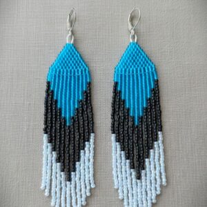 Seemnehelmestest kõrvarõngad "Sini-must-valge"