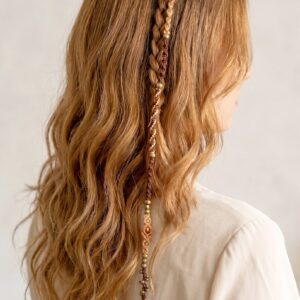 Mikromakramee juuksepunutis (hairwrap) “Sola ” kaneel