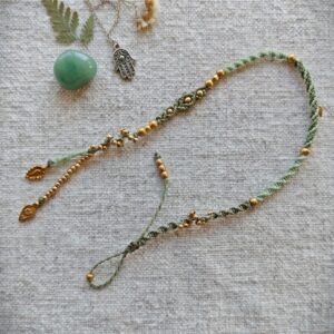 Mikromakramee juuksepunutis (hairwrap) “Sola ” salvei
